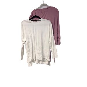 Casual Purple and White Ribbed Long Sleeve Tops Bundle